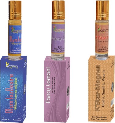 KAZIMA Magic Moment Fragrance Unisex Roll On Attar - Pure Natural Perfume Combo (3 Pcs Pack of 8ML) Floral Attar(Floral)