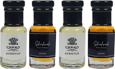 Luxify Scent Cred aventus & Shuhrah Attar 4 Combo Non-Alcoholic Premium Quality | Floral Attar(Woody, Fruity, Amber, Sandalwood)