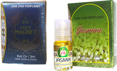 Zam Zam Perfumers Gold Magnet and Jasmine 3ml/Piece Long Lasting Attar Floral Attar(Natural)