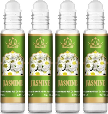 Noorson Jasmine Attar Perfume for Unisex Natural Long Lasting 8 ML Each PACK OF 4 Floral Attar(Floral)