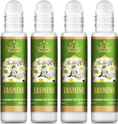 Noorson Jasmine Attar Perfume for Unisex Natural Long Lasting 8 ML Each PACK OF 4 Floral Attar(Floral)