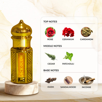 Zuhur AL Oasis Black Oudh Non Alcoholic Attar For Men 12ML Floral Attar(Oud (agarwood), Agarwood, Sandalwood, Amber, Musk)