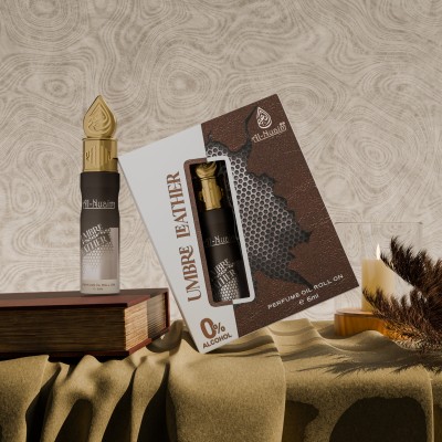 Al-Nuaim Umbre Leather Attar Roll On - 6ML | Unisex Floral Attar(Musk)