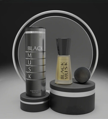 house of common Al Nuaim black musk roll-on attar free from alcohol round gift pack Floral Attar(Musk)