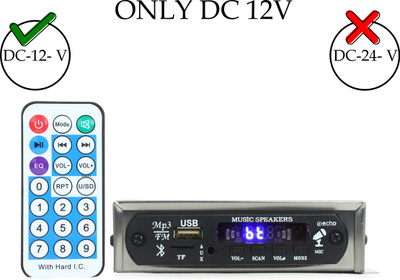 HSNAKE 31.	USB Amplifier 12 Volt DC Bluetooth, Aux, USB, SD- MEMORY CARD SLOT ,FM MP3 Player(Silver, 4 Display)