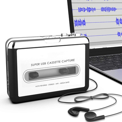 atdaraz 218 Cassette Capture Portable Tape Player,Cassette-to-MP3 Audio Music via USB MP3 Player(Grey, 0 Display)