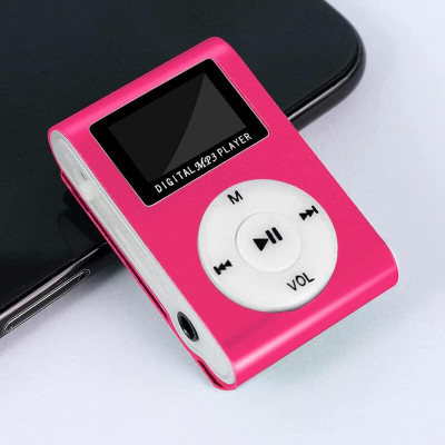 Raptas Portable Mini MP3 Music Player with USB Cable and Earphone, Back Clip 32 GB MP3 Player(Pink, 1.5 Display)