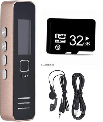 lookcam s9 mini voice recorder with mp3 player 2in 1 high quality audio 32 GB MP3 Player(Black, 2 Display)