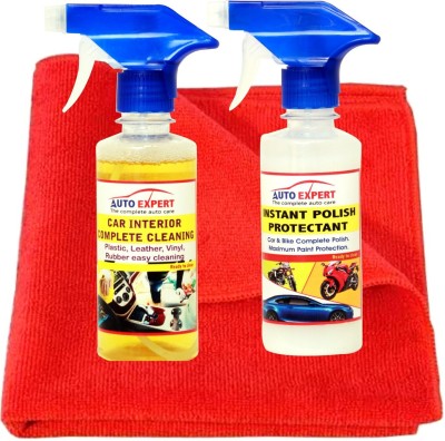 Auto Expert Car Interior Cleaner 250ml+Instant Polish Protectant 250ml+Microfiber Cloth Combo