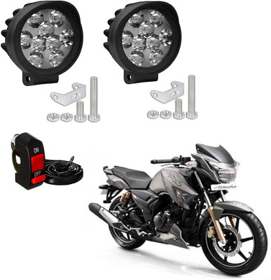 ROYAL AUTO MART Waterproof 9 Cap LED Fog Light with Switch for Bike & Scooty-L1_328 Headlight Motorbike LED for TVS (12 V, 15 W)(Apache RTR 200, Pack of 3)