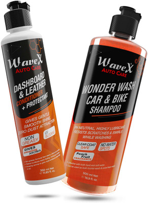 Wavex Car Dashboard Polish 350ml, Car & Bike Wash Shampoo 500ml Combo