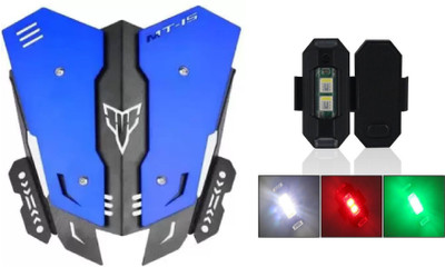 AIRSKY YAMAHA MT15 METAL VISOR BLUE AERODYNAMICALLY DESIGNED, USB FLASHING WARNING LIGHT Combo