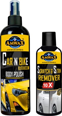 amwax CAR AND BIKE BODY POLISH 200 ML (Mist Spray), SCRATCH STAIN REMOVER 120 ML (CAP PKG) Combo