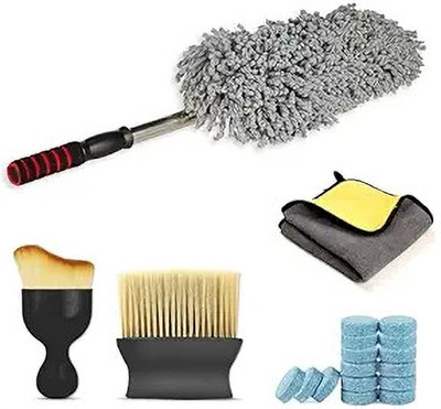 Spotview 1 Microfiber Cloth, 1 Car Duster, 2 Soft Brush and 15 Water Flue Tablets Combo