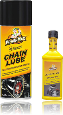 POWERMAX Chain Lubricant/Grease Spray 150 ml, Engine Oil Additive 60 ml Combo