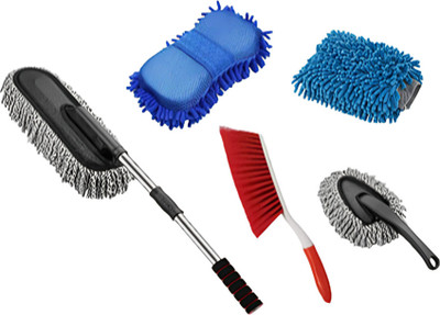 Gleamify (MICROFIBER CAR DUSTER, MINI CAR DUSTER, CARPET BRUSH, 1 - MIC. SPONGE, 1 - MIC. GLOVE) Combo