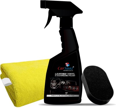 Carsaaz Premium Car Dashboard Polish 380 ML with Microfiber Cloth 380 GSM, Applicator Pad Combo