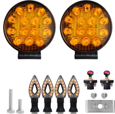 eshopglee 2 Pcs 14 Led Round yellow Fog Light with 2 Pull-Push switch and 4 Indicator Combo