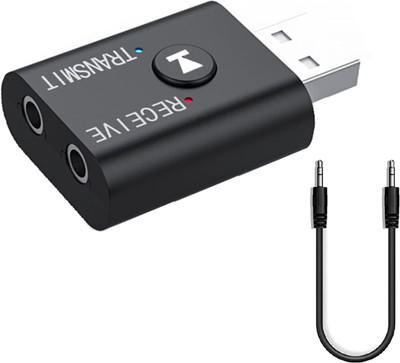 TIZOQ v5.0 Car Bluetooth Device with Audio Receiver, Transmitter, 3.5mm Connector, Adapter Dongle(Black)
