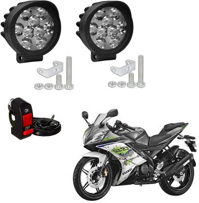 ROYAL AUTO MART Waterproof 9 Cap LED Fog Light with Switch for Bike & Scooty-L1_412 Fog Lamp Motorbike LED for Yamaha (12 V, 15 W)(YZF-R15 S, Pack of 3)