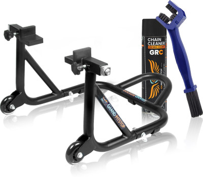 GrandPitstop Chain Cleaning Brush & GR Chain Cleaner-500ml & Dismantable Paddock Stand-Black Combo