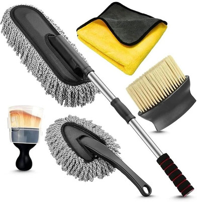 Shopfer 2 type of soft brush, Microfiber small & big duster, 600 GSM Microfiber cloths Combo