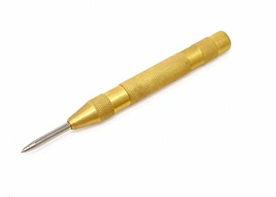 uptodatetools Automatic Center Punch - 5 inch Brass Spring Loaded Center Hole Punch Awl