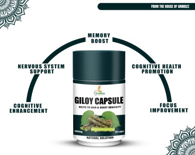 grinbizz Giloy Capsule Promotes Healthy Skin, Support To Immunity, Helps Boost Energy