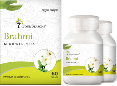 Four Seasons Brahmi Tablet | Mind and Memory Wellness and Enhancer | for Mental Stress(Pack of 2, 60 Tablets)
