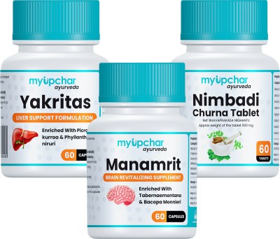 myupchar ayurveda Combo of Manamrit Brain Revitalizer, Yakritas & Nimbadi Churna | Each 60 Tablets(Pack of 3)