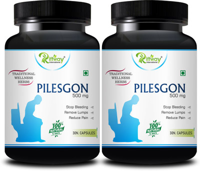 Riffway Pilesgon Natural_ Capsule Piles Capsule Relieves In Bleeding & Pain(Pack of 2, 60 Capsules)