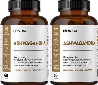 Nirvasa Ashwagandha Tablets for Strength, Stamina & Better Immunity(Pack of 2, 120 Tablets)