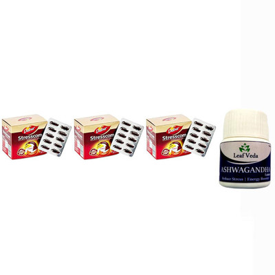 Dabur Stresscom Ashwagandha For Immunity Booster With Leaf Ashwagandha 15 Tab(Pack of 4, 360 Capsules)