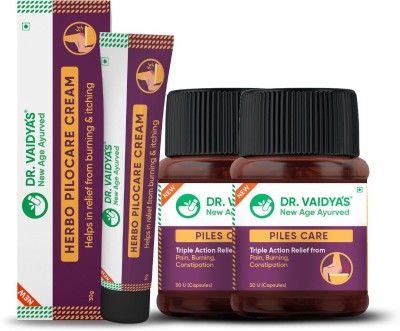 Dr. Vaidya's Piles Management Combo (2 Piles Care + 1 Pilocare Cream)(Pack of 3)