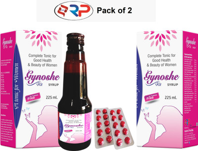 Ramvik Ayurvedic Gynoshe Kit Syrup (Uterine Tonic For All Women) 20 Tablets Free(Pack of 2, 450 ml)