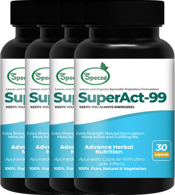 speczo Super Act Health Power Medicine For Men ' Stay Active All Day ' Stress Free(Pack of 4, 120 Capsules)