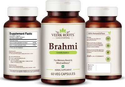 Vedikroots Brahmi Bacopa Monnieri For Memory boost and mind wellness 60 Capsules