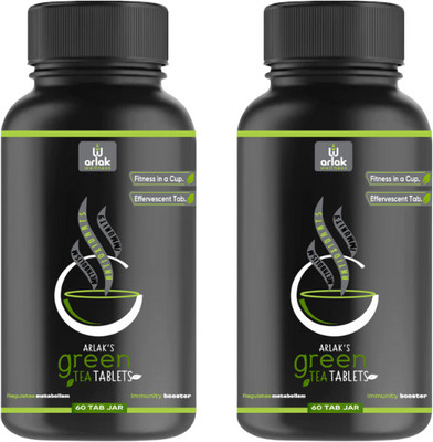 arlak Green Tea Extract For Weight Loss, Improve Metabolism With Lemon, Tulsi,Cinnamon(Pack of 2, 120 Tablets)