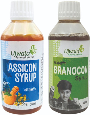 UJWALA AYURVEDASHRAM Branocon and Assicon Syrup Combi Kit for Brain Supplement, Nootropic for Brain(Pack of 2, 400 ml)