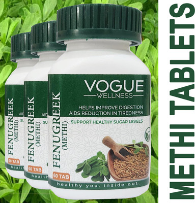 VOGUE WELLNESS Methi Tablet Fenugreek for Healthy Cholesterol & Sugar Levels & Flush Out Toxins(Pack of 3, 180 Tablets)