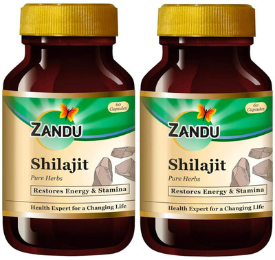 ZANDU Shilajit capsule|Boosts Immunity, Strength and Stamina(Pack of 2, 120 Capsules)