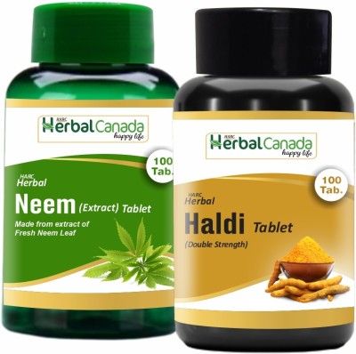 Herbal Canada Neem (100 Tablets) + Haldi (100 Tablets) | Healthy Combo Pack(Pack of 2)