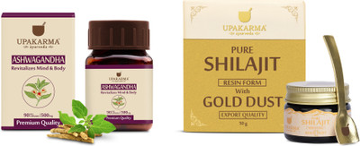 UPAKARMA Combo of Pure Gold Resin 10g & Ashwagandha 90 Capsules(Pack of 2, 10 g, 90 Capsules)