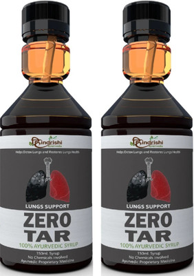Hindrishi Ayurveda Zero Tar Syrup for Lungs Detox Herbal Supplement with Natural Plant Extracts(Pack of 2, 300 ml)
