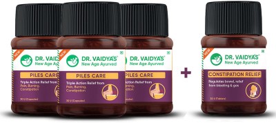 Dr. Vaidya's Piles Health Pack (3 Piles Care and 1 Constipation Relief Free) (Buy 3 Get 1)