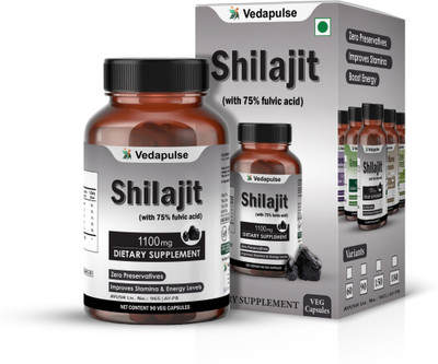 Vedapulse Shilajit 1100 Mg Capsules With High Fulvic Acid For Men Helps in boost Stamina(90 Capsules)