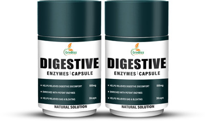 grinbizz Digestive Enzymes Capsule Supports Digestion and Better Absorption/Liver Care(Pack of 2, 60 Capsules)