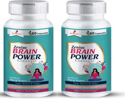 Zenius Brain Power Capsule | Healps to increase brain power memory and focus(Pack of 2, 60 Capsules)