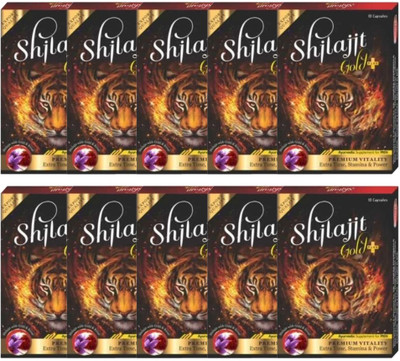 Cackle's Shilajit Gold Plus Capsule Pack of 10*10 (1oo Caps)(Pack of 10, 10 Capsules)