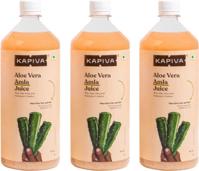 Kapiva Aloe Vera + Amla Juice - Natural Skin Rejuvination,helps in Weight Management(Pack of 3, 3 L)